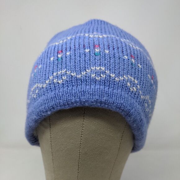 Wigwam Woolen Mills Women's Knit Beanie Ski Hat Fair Isle Blue Vintage Made USA - Picture 2 of 10
